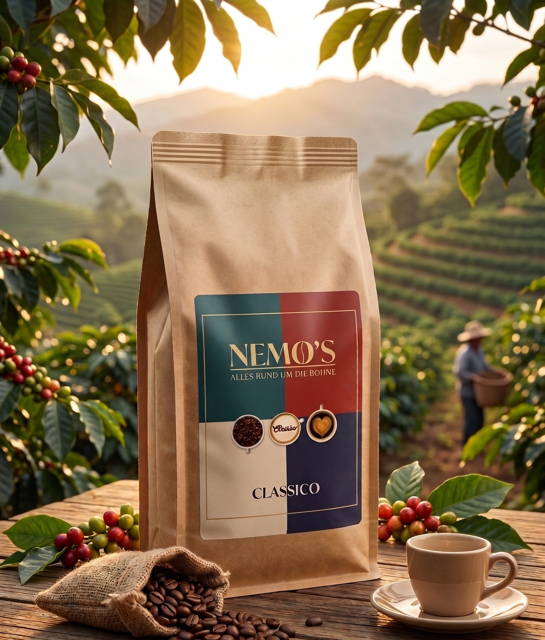 Espresso Classico 1000g, 50% Robusta 50% Arabica, Intensität kräftig - nemoskaffeeservice
