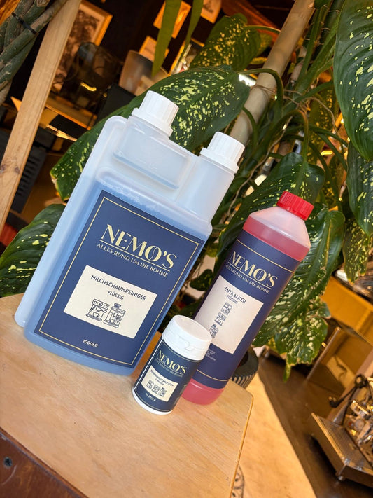 NEMO'S Rundum-Pflegepaket: Milchschaumreiniger 1000 ml, Entkalker und 2-Phasen-Reinigungstabletten