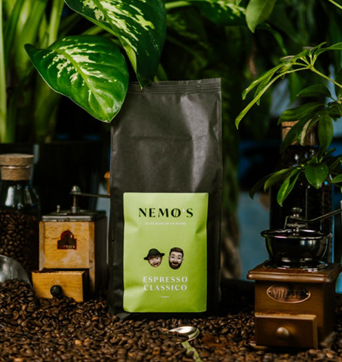 1000g Kaffeetüte NEMO'S Espresso Forte - 100% Robusta Bohnen für extrem dichte Crema aus dem Siebträger.